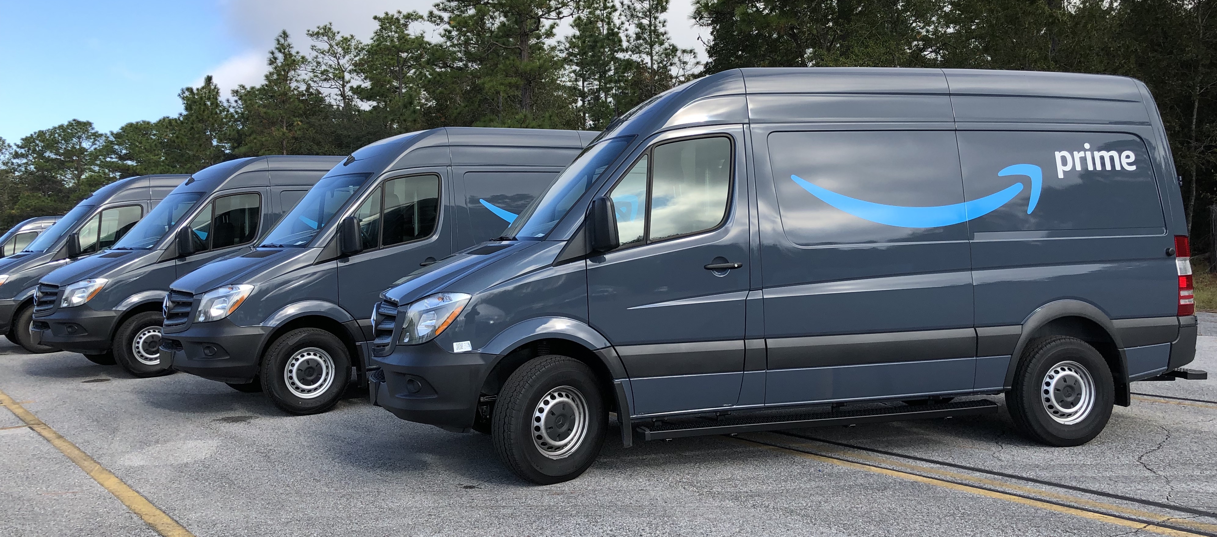 Fleet of electric delivery vans — the EV and commercial fleets Peak Performance services