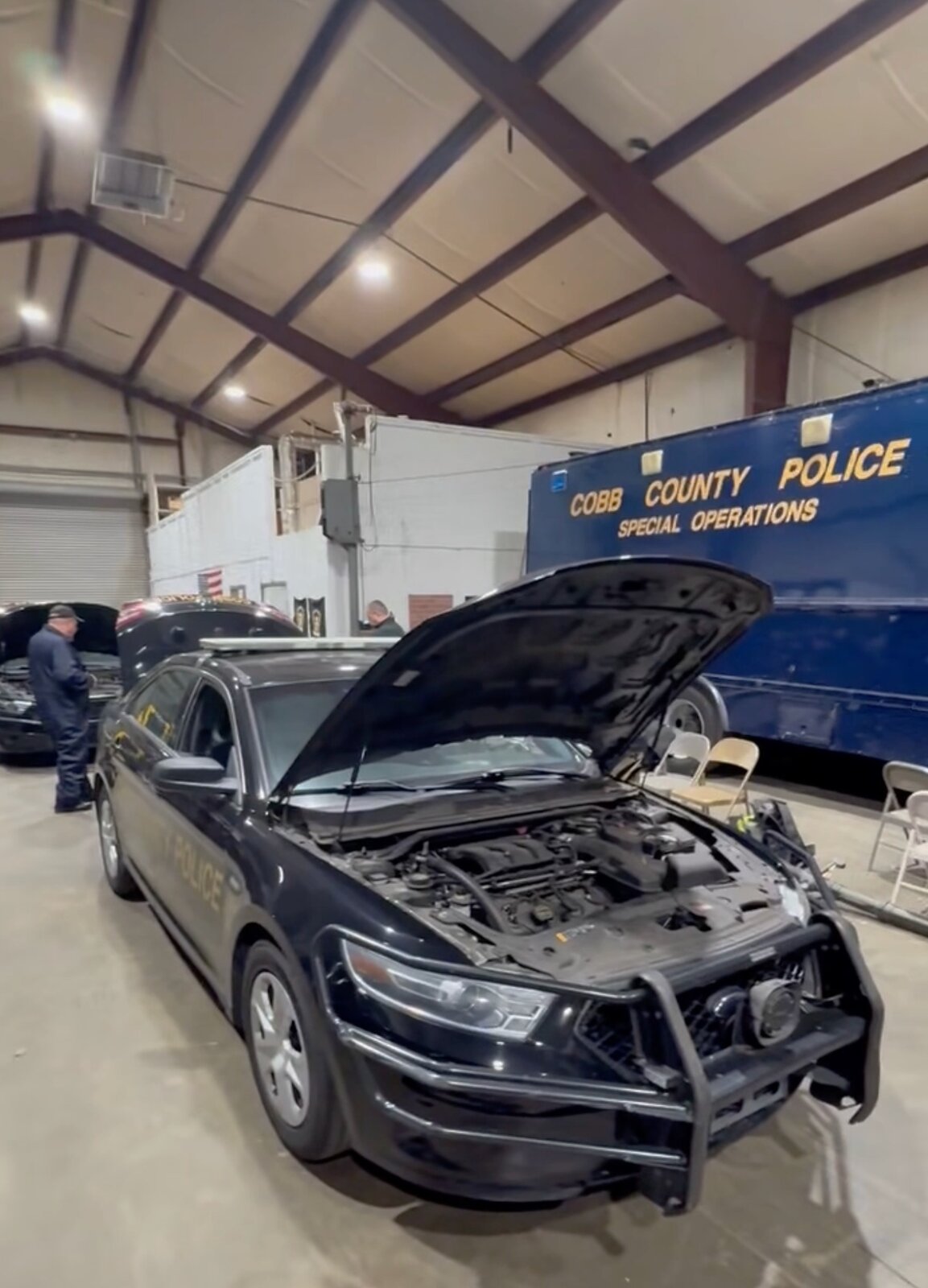 Cobb County Police Special Operations vehicle in for service